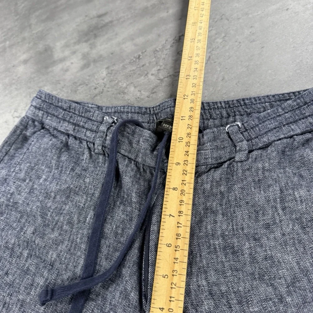 Banana Republic Linen Pants Women 31x25 Navy High Rise Drawstring‎ Elastic Waist